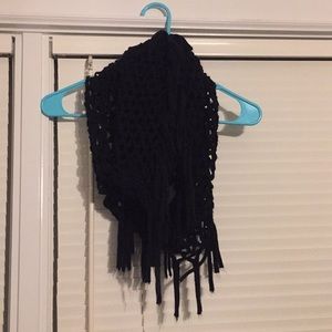 infinity black fringed scarf